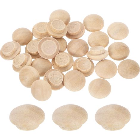 36pcs Bouchons de Fleurs en Bois, 10mm/0.39" Cache Vis en Bois Bouchons Bouteille Réutilisable pour Cacher Trous de Vis Nœuds Décoration Meubles Travail Artisanat (15x10mm) (1/5)