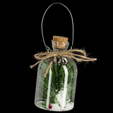 Sujet de Noël Bouteille "Vintage" 10cm Transparent
