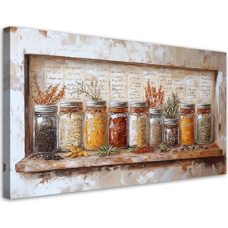 Tableau déco Herbes Épices Rétro 100x50 (1/5)