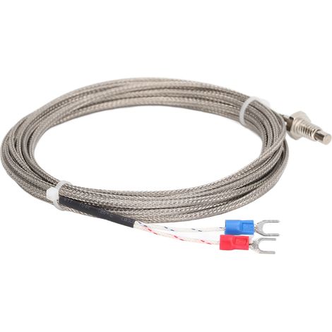 Thermoelement-Sonde Typ K mit Schraubgewinde, Temperatursensor mit M6-Gewinde, 2 Drähte und 4 Meter Kabel (1/5)