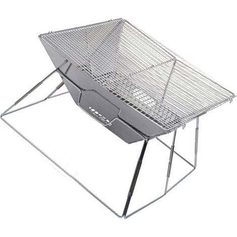Barbecue pliable portable en acier inoxydable, idéal pour le camping et les pique-niques en extérieur. Fonctionne au charbon de bois. Parfait pour la maison et les pique-niques. (1/2)