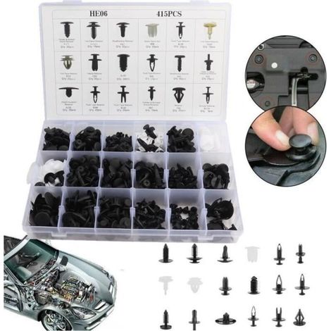 415pcs Voiture Auto Rivet Pare-chocs Porte Panneau Agrafe Retainer Attache Clips Garniture -ABI
