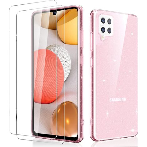 COVER PER SAMSUNG GALAXY A42 5G SILICONE ROSA GLITTER + LENTI (1/5)