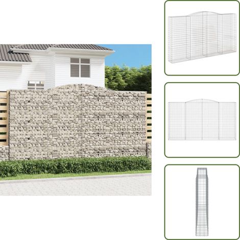 Gabione mit Hochbogen 400x50x220/240 cm Verzinktes Eisen - Gabionenkorb - Gabionenwände - Gartendekoration - Gartenzubehör - Zaun (1/5)