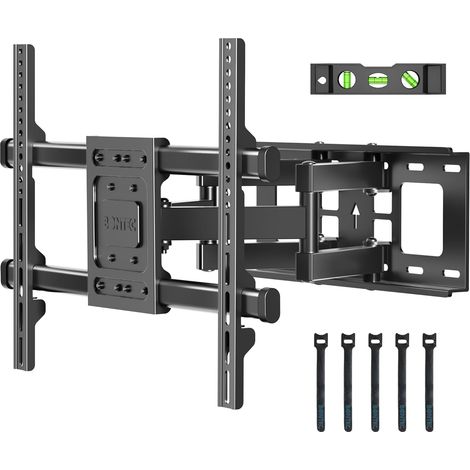 Support Mural TV pour Télévision Plat et Incurvé LCD LED 32-84 Pouces jusqu'à 60KG, Support TV Mural orientable et Inclinable, Bras Doubles Solides et Robustes, Max VESA 600x400mm (1/5)