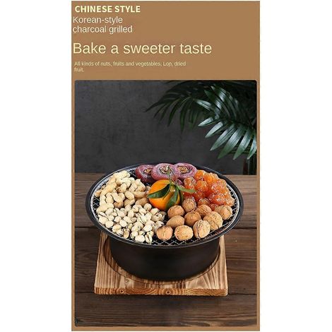 Barbecue rond sans fumée pour extérieur, barbecue au charbon de bois argenté (1/5)
