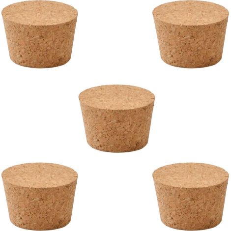 Bouchons en liège – Lot de 5, forme conique allongée (55 x 45 x 35 mm), qualité alimentaire, pour récipients en verre (1/4)