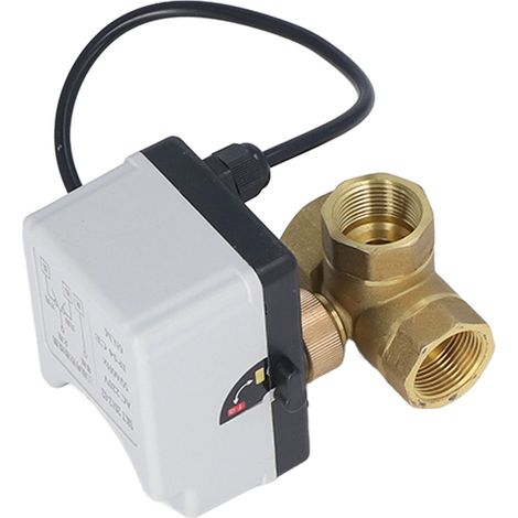 Vanne à bille motorisée DN20 à 3 voies, 3 fils, 2 commandes, en laiton, 220 V CA, filetage femelle 3/4". (1/5)