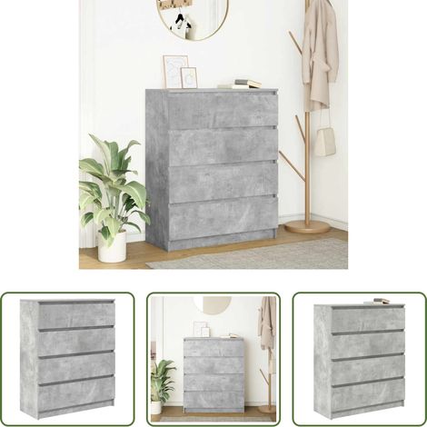 vidaXL Buffet mural - Buffet gris béton 80x35x99 cm bois d'ingénierie (1/5)