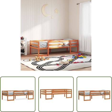vidaXL Wachsbraun - Kinderbett Wachsbraun 90x190 cm Massivholz Kiefer (1/5)