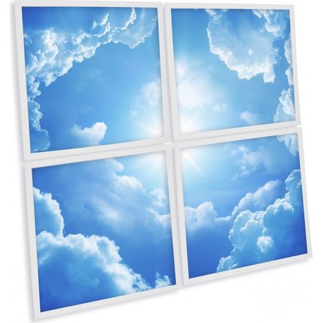 Pack de 4 dalles LED imprimées - Heaven - 600x600mm - Fabriqué en France (alimentation non fournie) (1/2)