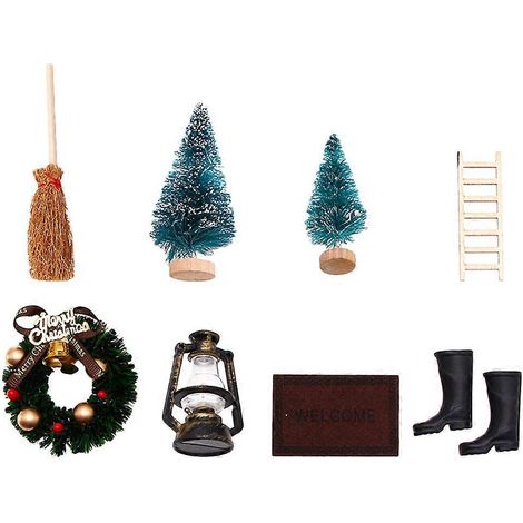 1 ensemble de mini-ornements de Noël pour décorations de maison de jouets et micro-paysages à faire soi-même-6.5x3cm-Colorful (1/2)