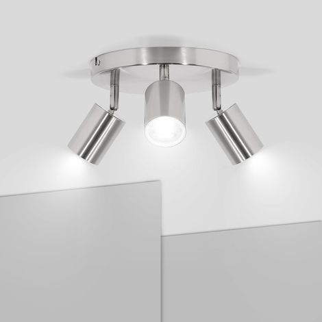 LED-Deckenleuchte mit 3 Spots, Oberfläche in mattem Nickel – 350° verstellbare Metallleuchte – Moderne Innenbeleuchtung für Wohnzimmer und Büro (1/5)