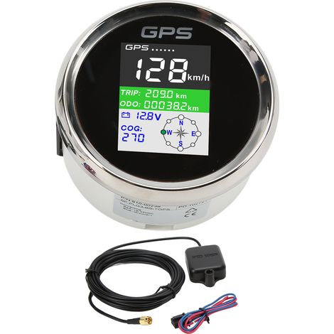 Compteur de vitesse GPS 85mm Km/h noeud MPH DC9-32V écran TFT IP67 jauge de vitesse universel pour voitures motos bateaux (1/5)