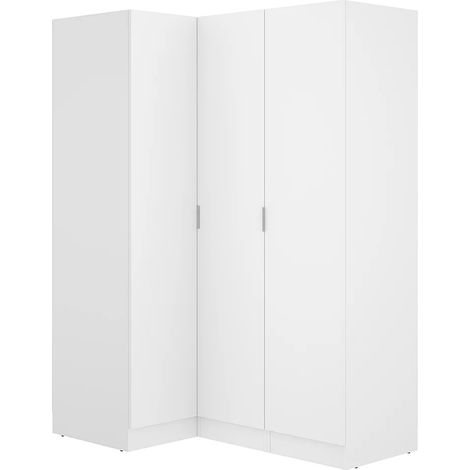 Armoire d'angle 3 portes - L132 cm - Blanc - LISTOWEL