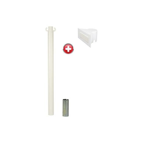 Poteau acier 1m10 Blanc à sceller avec support panneau - 2000147