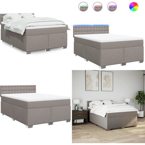 Sommier à lattes de lit avec matelas Taupe 140x190 cm Tissu - Sommier - Matelas à ressorts ensachés (1/5)
