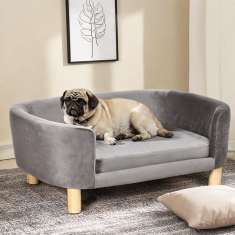 Couchage pour chien cinzento en poliéster 86 x 55 x 33 cm (1/5)