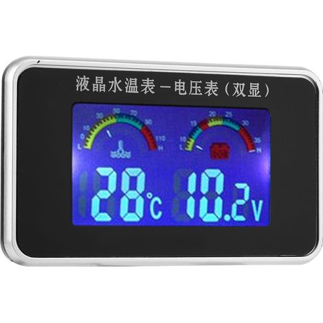 Lot de 2 Voltmètre Écran LCD 12V/24V/36V + Capteur Thermomètre Eau 10mm pour Voiture (1/5)
