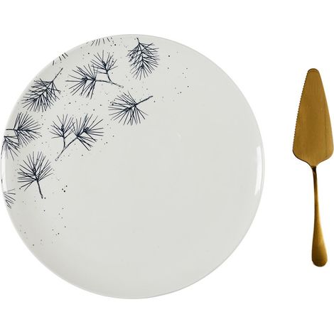 Plat à Tarte & Pelle "Aiguilles de Pin" 30cm Blanc (1/4)
