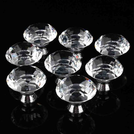 16 boutons de meuble en cristal en forme de diamant, 40 mm, poignées de tiroir (1/5)