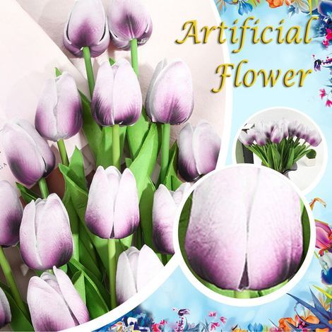 Xubond Lot de 10 fleurs artificielles d'extérieur, fleurs artificielles réalistes, matériau en latex, bouquets de mariée, décoration intérieure (1/4)