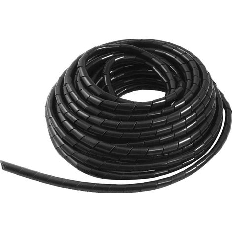 1 Gaine Spirale Flexible, Tube Protection Câble 6mm, Rangement Fils TV PC USB, Noir 15m