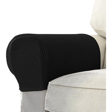 Housses extensibles pour accoudoirs de fauteuils et canapés, noires (1/5)