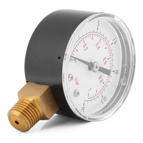 Manomètre miniature basse pression pour carburant, air, huile ou eau 0-15 psi / 0-1 bar BSPT