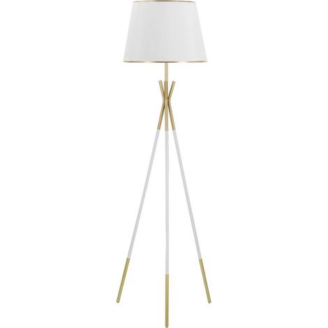 Lampadaire en Métal "Triply" 154cm Blanc & Or