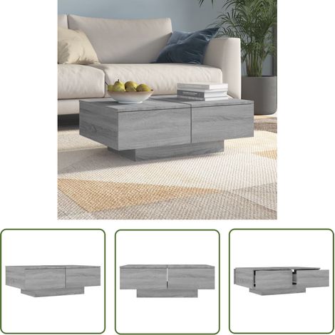 The Living Store Table basse Sonoma gris 90x60x31 cm Bois d'ingénierie - Table Basse - Meuble Salon - Table D'appoint - Design Moderne - Bois D'ingénierie (1/5)