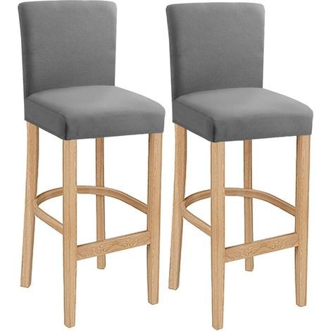 Housses de Chaise de Bar, Housse de Chaise Lavable Extensible et Amovible pour Chaise de Salle à Manger pivotante Courte Chaise arrière Tabouret de Bar Chaise (Gris Clair, 2 Pcs) (1/5)