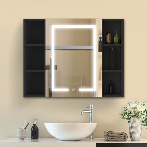 Badezimmerschrank Hochglanz Hängeschrank Wandschrank Spiegelschrank Badschrank 100x70cm (1/5)