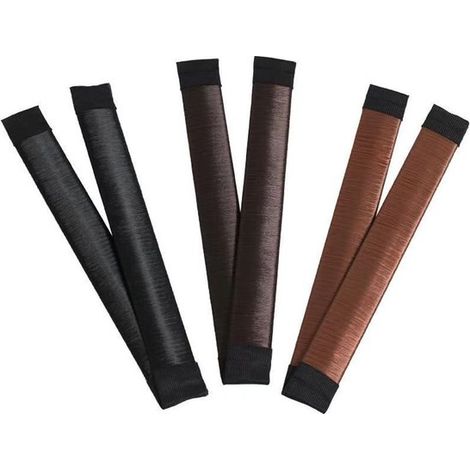 Élastique à cheveux - 6 pièces - Réalisez le chignon parfait - Donut pour cheveux - Accessoires pour cheveux - Accessoires pour chignon - Pour femmes et enfants - 21,52,5 cm - Marron foncé, Marron rou (1/5)