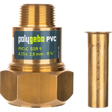 polygebo Messing-KLV Serie 331 (PVC) Typ MAP 16x1,8/2,0mm - 1/2", PVC-C