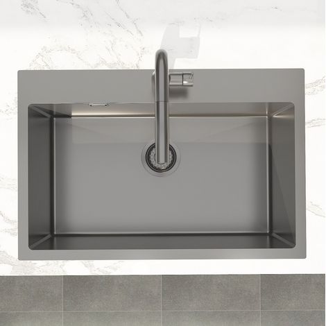 Swiss Aqua Technologies Aurum Lavello sottotop in acciaio inox 304, 68x45x21 cm, Gun Metal spazzolato PVD