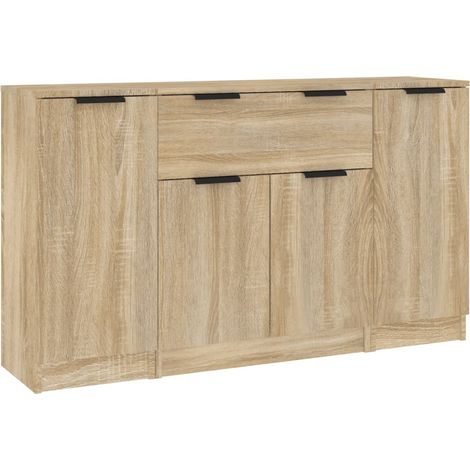 Aparadores 3 piezas madera contrachapada color roble sonoma vidaXL