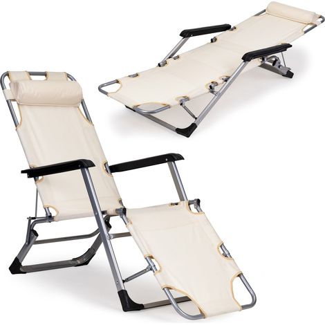 Tumbona, silla de playa de jardín, tumbona plegable 2 en 1