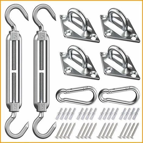 Befestigungsset für Sonnensegel, Montageset für Sonnensegel, Befestigungsset für Schattierungstücher, Befestigungsset für dreieckige, quadratische und rechteckige Formen, Edelstahl 316 in Marinequalit (1/5)