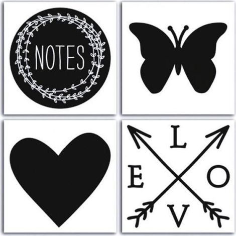 4 stickers ardoise Lovely Flowers 10 cm x 10 cm