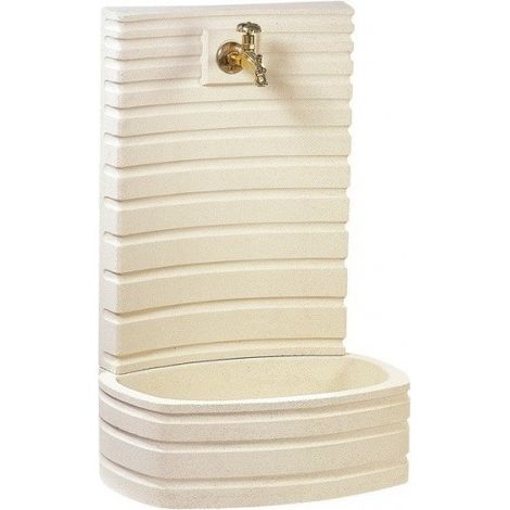 Fontaine murale en pierre naturelle blanche – Design lumineux – Résistante aux intempéries – Installation simple et entretien facile – Hairie Grandon (1/3)