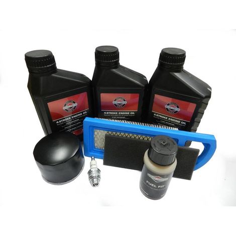 Kit entretien moteur 3 filtres + 3 bidons d'huile 0.60L + stabilisant 250ml – Pour moteurs Briggs & Stratton 992238 et 992208