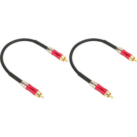 Lot de 2 câbles RCA professionnels à double blindage et connecteurs plaqués or, RAC vers RCA mâle-mâle, pour amplificateur TV/DVD, 1 m (3,3 pi), rouge. (1/5)