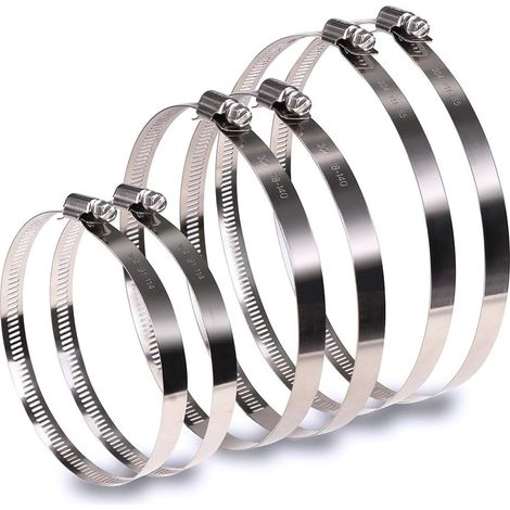 Lot de 6 Collier de Serrage Tuyau Réglable en Inox Serre-Joints à Tuyau Clips 91-165 mm Colliers de Serrage Assortiment de 3 Tailles Hose Clamp pour Applications Automobiles et Mécaniques (1/5)