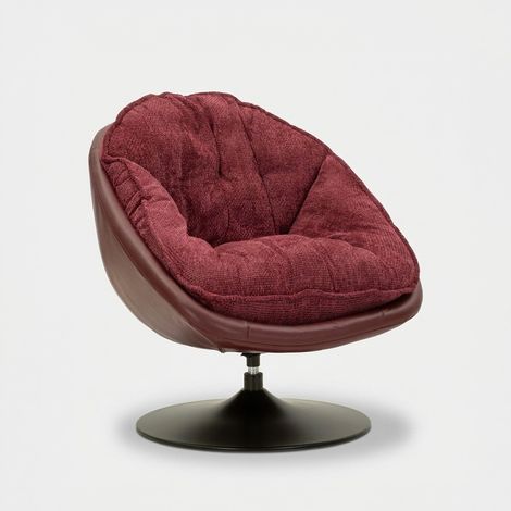 Fauteuil pivotant rembourré design rétro Poise - Bordeaux (1/5)