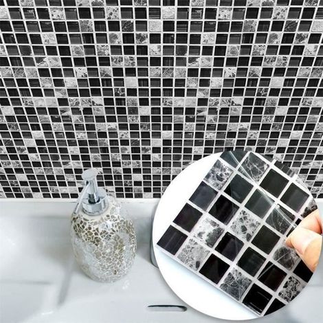 10 pcs - lot 3D Auto-Adhésif Carrelage Sticker Mural Carré Sol Décor Decal Géométrie Motif Mural D0532A (1/4)
