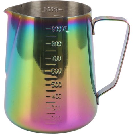 Verseuse à lait double échelle 304 acier inoxydable, tasse mousseuse pour latte art 900ML, colorée (1/5)