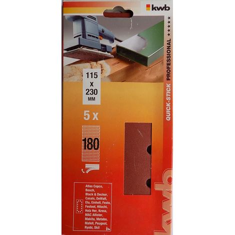 Carta abrasiva kwb 818918 115x230 mm grana 180 5 pezzi