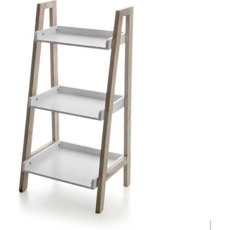 Scaffale 3 ripiani in legno 36x29x74 cm ripiani colore bianco