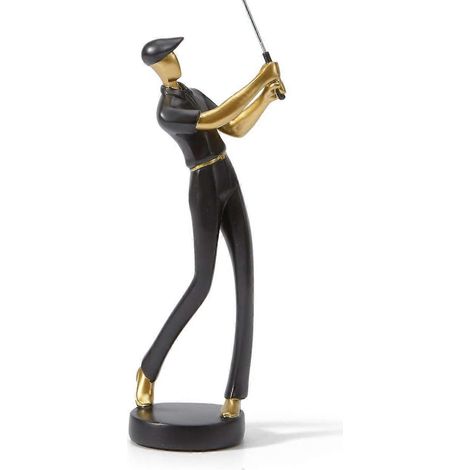 Statue de golfeur Amoy-Art, figurine, sculpture de golf, décoration intérieure moderne pour salon, cadeau artistique en résine noire 24 cm, section A (1/5)